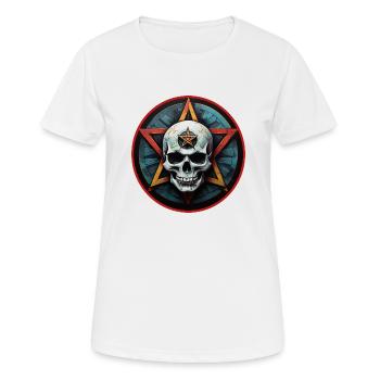 Colorful skull with pentagram - Women's Breathable T-Shirt - white - Front - AI Model Female 172 dark (172cm)