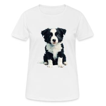 Border Collie Baby - Frauen T-Shirt atmungsaktiv - Weiß - Vorne - AI Model Female 172 dark (172cm)
