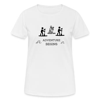 Aventure « Sup », « boot » - T-shirt respirant Femme - blanc - Devant - AI Model Female 172 dark (172cm)