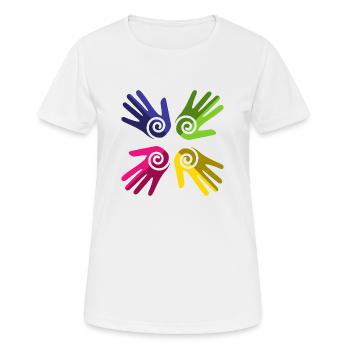 Pride Regenbogenfahne LGBT - Frauen T-Shirt atmungsaktiv - Weiß - Vorne - AI Model Female 172 dark (172cm)