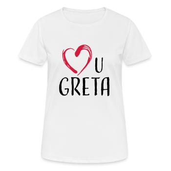 love u greta - Frauen T-Shirt atmungsaktiv - Weiß - Vorne - AI Model Female 172 dark (172cm)