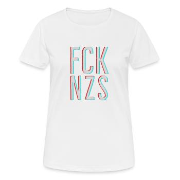 FCK NZS AFD NAZIS TIK TOK 3D Effect RED BLUE - Frauen T-Shirt atmungsaktiv - Weiß - Vorne - AI Model Female 172 dark (172cm)