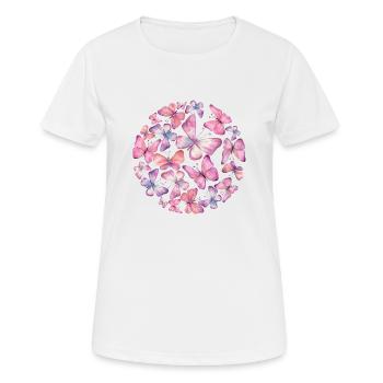 Papillon flottant - T-shirt respirant Femme - blanc - Devant - AI Model Female 172 dark (172cm)