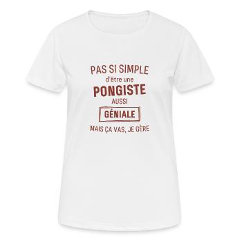 Pongiste GÉNIALE rouge brunâtre foncé - T-shirt respirant Femme - blanc - Devant - AI Model Female 172 dark (172cm)