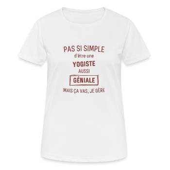 Yogiste Géniale rouge brunâtre foncé - T-shirt respirant Femme - blanc - Devant - AI Model Female 172 dark (172cm)