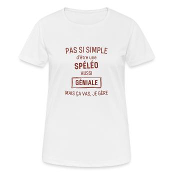 Spéléo GÉNIALE rouge brunâtre foncé - T-shirt respirant Femme - blanc - Devant - AI Model Female 172 dark (172cm)