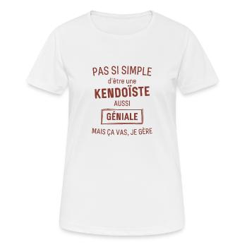 Kendoiste GÉNIALE rouge brunâtre foncé - T-shirt respirant Femme - blanc - Devant - AI Model Female 172 dark (172cm)