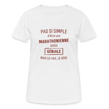 Marathonienne GÉNIALE rouge brunâtre foncé - T-shirt respirant Femme - blanc - Devant - AI Model Female 172 dark (172cm)