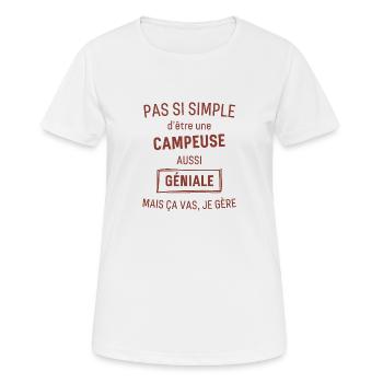 CAMPEUSE GÉNIALE rouge brunâtre foncé - T-shirt respirant Femme - blanc - Devant - AI Model Female 172 dark (172cm)
