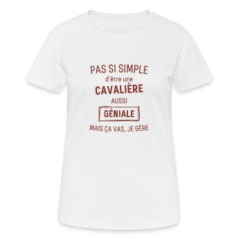 CAVALIÈRE GÉNIALE rouge brunâtre foncé - T-shirt respirant Femme - blanc - Devant - AI Model Female 172 dark (172cm)