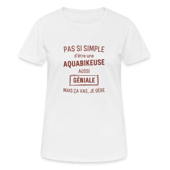 Aquabikeuse GÉNIALE rouge brunâtre foncé - T-shirt respirant Femme - blanc - Devant - AI Model Female 172 dark (172cm)