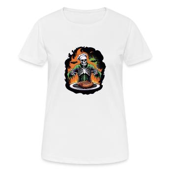 Halloween Grilling Grill Master Gift Skeleton - Women's Breathable T-Shirt - white - Front - AI Model Female 172 dark (172cm)