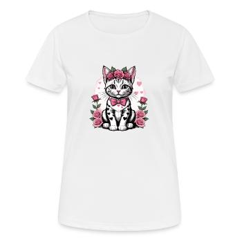 Sweet Cat Süße Katze Braut Hochzeit Heiraten Liebe - Frauen T-Shirt atmungsaktiv - Weiß - Vorne - AI Model Female 172 dark (172cm)