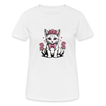 Sweet Cat Süße Katze Braut Hochzeit Heiraten Liebe - Frauen T-Shirt atmungsaktiv - Weiß - Vorne - AI Model Female 172 dark (172cm)