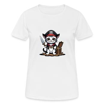 Pirat Katze Lustig Kinder Shirt Geschenk Piraten - Frauen T-Shirt atmungsaktiv - Weiß - Vorne - AI Model Female 172 dark (172cm)