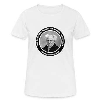 Schopenhauer fate playing cards saying quote - Women's Breathable T-Shirt - white - Front - AI Model Female 172 dark (172cm)