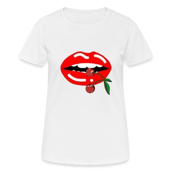 Mund Kirsche - Frauen T-Shirt atmungsaktiv - Weiß - Vorne - AI Model Female 172 dark (172cm)