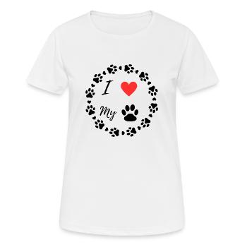 I love my dog - Frauen T-Shirt atmungsaktiv - Weiß - Vorne - AI Model Female 172 dark (172cm)