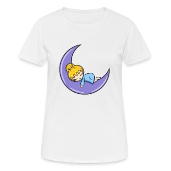 Kleines Mädchen, das auf dem Mond schläft - Frauen T-Shirt atmungsaktiv - Weiß - Vorne - AI Model Female 172 dark (172cm)