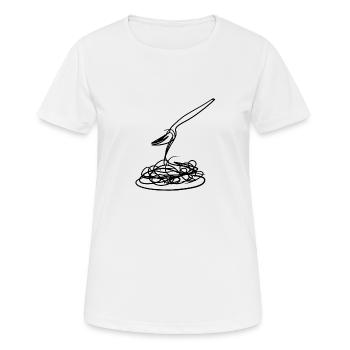 essen spaghetti - Frauen T-Shirt atmungsaktiv - Weiß - Vorne - AI Model Female 172 dark (172cm)