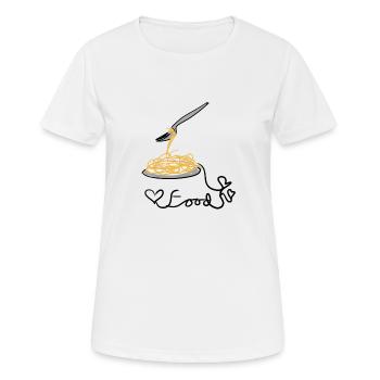 essen spaghetti - Frauen T-Shirt atmungsaktiv - Weiß - Vorne - AI Model Female 172 dark (172cm)