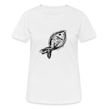 Fisch Klimawandel - Frauen T-Shirt atmungsaktiv - Weiß - Vorne - AI Model Female 172 dark (172cm)