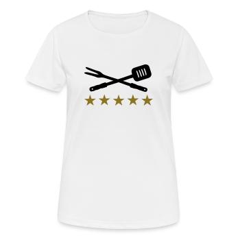 BBQ - Frauen T-Shirt atmungsaktiv - Weiß - Vorne - AI Model Female 172 dark (172cm)