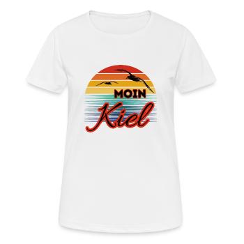 Moin Kiel avec mouette dans un style rétro - T-shirt respirant Femme - blanc - Devant - AI Model Female 172 dark (172cm)