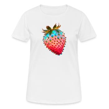 Fraise,Fraise rouge,Gouttes d’eau,Verre - T-shirt respirant Femme - blanc - Devant - AI Model Female 172 dark (172cm)
