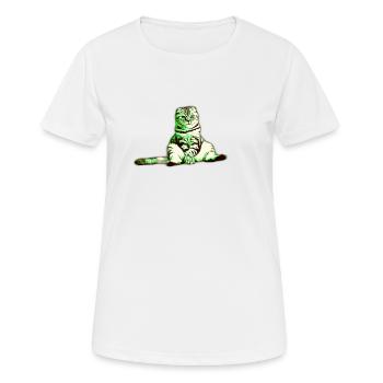 Chat vert cool - T-shirt respirant Femme - blanc - Devant - AI Model Female 172 dark (172cm)