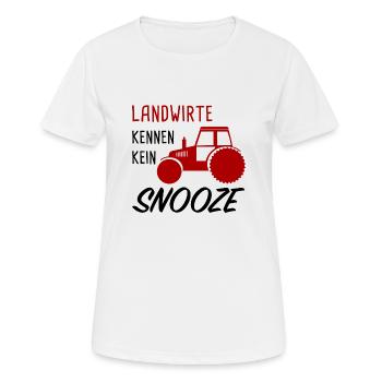 Landwirte kennen kein Snooze - Frauen T-Shirt atmungsaktiv - Weiß - Vorne - AI Model Female 172 dark (172cm)