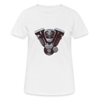 Moteur de moto - T-shirt respirant Femme - blanc - Devant - AI Model Female 172 dark (172cm)