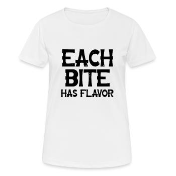 Each bite has flavor - Frauen T-Shirt atmungsaktiv - Weiß - Vorne - AI Model Female 172 dark (172cm)