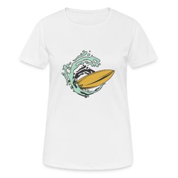 Planche de surf Wave - T-shirt respirant Femme - blanc - Devant - AI Model Female 172 dark (172cm)