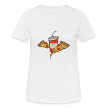 Pizza avec boisson - T-shirt respirant Femme - blanc - Devant - AI Model Female 172 dark (172cm)