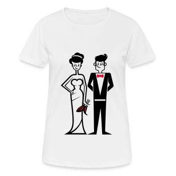 Wedding, Couple, Bride, Groom - Women's Breathable T-Shirt - white - Front - AI Model Female 172 dark (172cm)