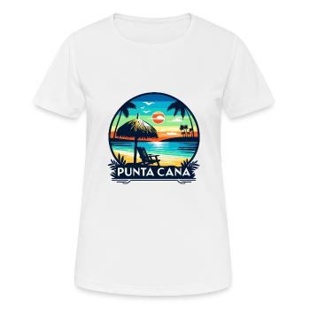 Coucher de soleil à Punta Cana : plage et palmiers - T-shirt respirant Femme - blanc - Devant - AI Model Female 172 dark (172cm)
