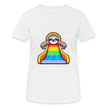 LGBTQ Pride Sloth Rainbow Slide - Women's Breathable T-Shirt - white - Front - AI Model Female 172 dark (172cm)