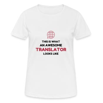 traducteur / traduction / traductrice / traduire - T-shirt respirant Femme - blanc - Devant - AI Model Female 172 dark (172cm)