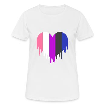 Tropfendes Genderfluid Pride Herz - Frauen T-Shirt atmungsaktiv - Weiß - Vorne - AI Model Female 172 dark (172cm)