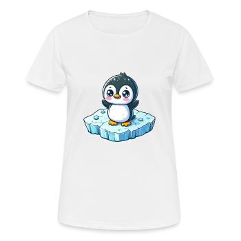 Pinguin, Schmelzendes Eis, Südpol - Frauen T-Shirt atmungsaktiv - Weiß - Vorne - AI Model Female 172 dark (172cm)