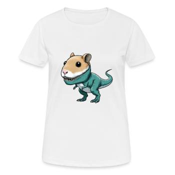 Dino-Hamster Fusion: Fabelwesen Abenteuer - Frauen T-Shirt atmungsaktiv - Weiß - Vorne - AI Model Female 172 dark (172cm)