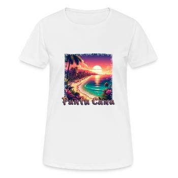 Punta Cana République dominicaine Vacances Coucher de soleil - T-shirt respirant Femme - blanc - Devant - AI Model Female 172 dark (172cm)