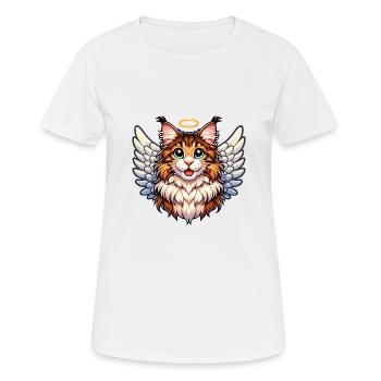 Chat ange Maine Coon avec ailes - T-shirt respirant Femme - blanc - Devant - AI Model Female 172 dark (172cm)