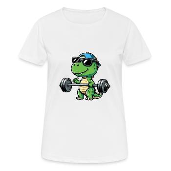 T-Rex Workout : Développé couché dinosaure pour - T-shirt respirant Femme - blanc - Devant - AI Model Female 172 dark (172cm)
