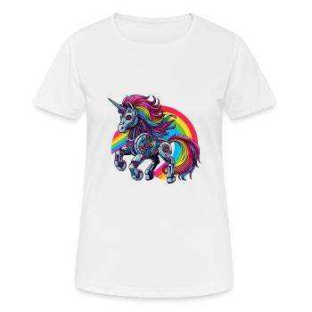 Cyborg Unicorn with Rainbow - Women's Breathable T-Shirt - white - Front - AI Model Female 172 dark (172cm)