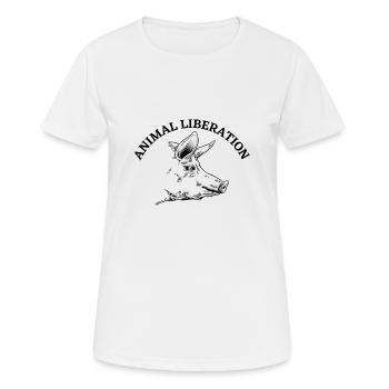 Animal Liberation Pig - Women's Breathable T-Shirt - white - Front - AI Model Female 172 dark (172cm)