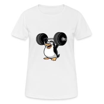 Salty Penguin Dumbbell Fitness Cartoon - Women's Breathable T-Shirt - white - Front - AI Model Female 172 dark (172cm)