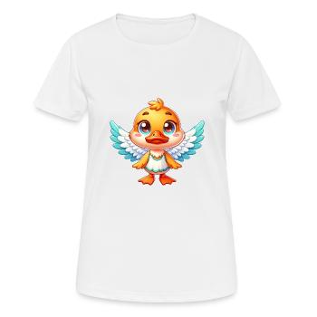 Süße Ente Erpel Engel mit Flügeln Comic - Frauen T-Shirt atmungsaktiv - Weiß - Vorne - AI Model Female 172 dark (172cm)