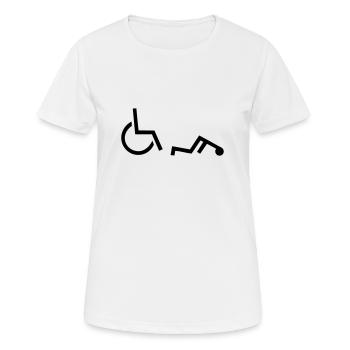 Rollstuhl - Frauen T-Shirt atmungsaktiv - Weiß - Vorne - AI Model Female 172 dark (172cm)